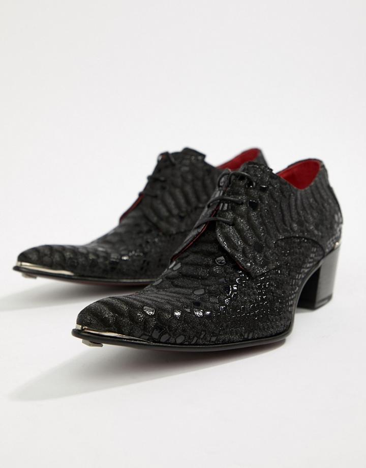 Jeffery West Sylvian Shoes In Black Snake Print - Black