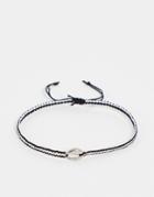 Asos Design Cord Anklet In Black With Seashell Charm