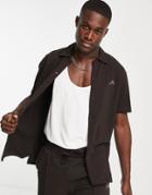 Jack & Jones Originals Pique Button Through Polo In Chocolate - Part Of A Set-brown