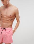 Asos Design Swim Shorts In Pink In Short Length - Pink