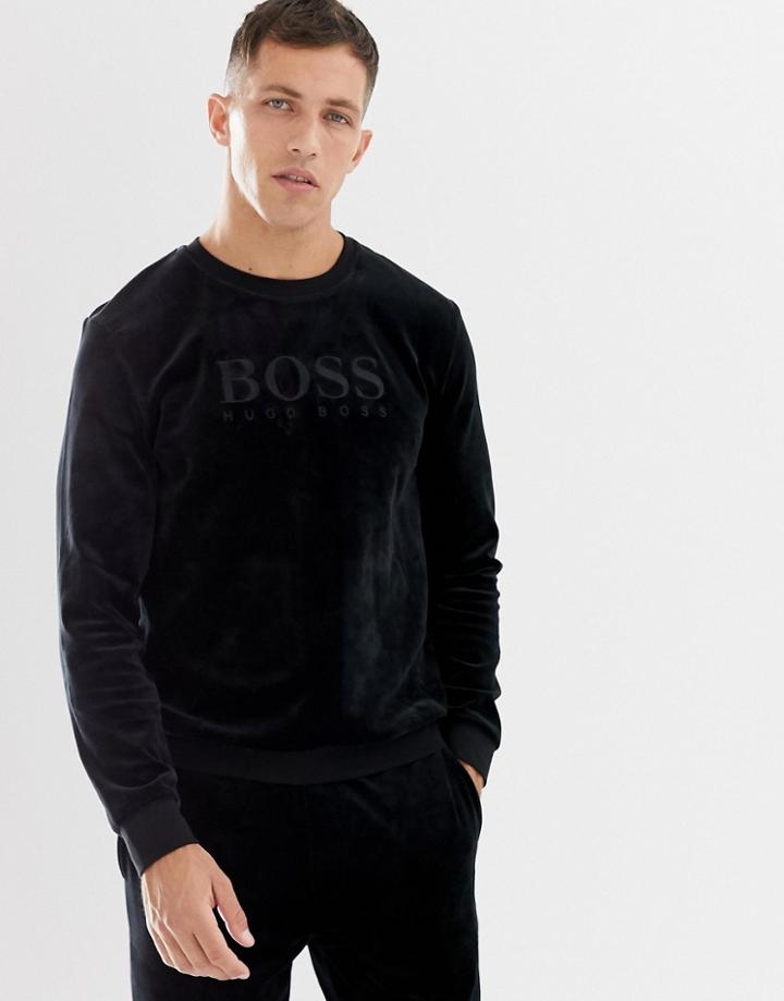 Boss Bodywear Velour Logo Crew Neck Sweat Suit 7 - Black