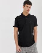Threadbare Polo Shirt With Cut And Sew Panels - Black