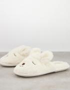 Truffle Collection Bunny Slippers In Cream-white