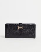 French Connection Long Croc Print Wallet In Black