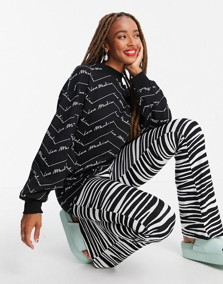 Love Moschino Allover Logo Sweatshirt In Black