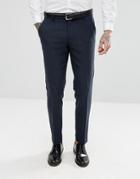Asos Skinny Suit Pants In Navy Herringbone - Navy