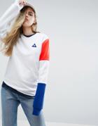 Le Coq Sportif Boyfriend Sweatshirt With Tricolores Sleeve - White
