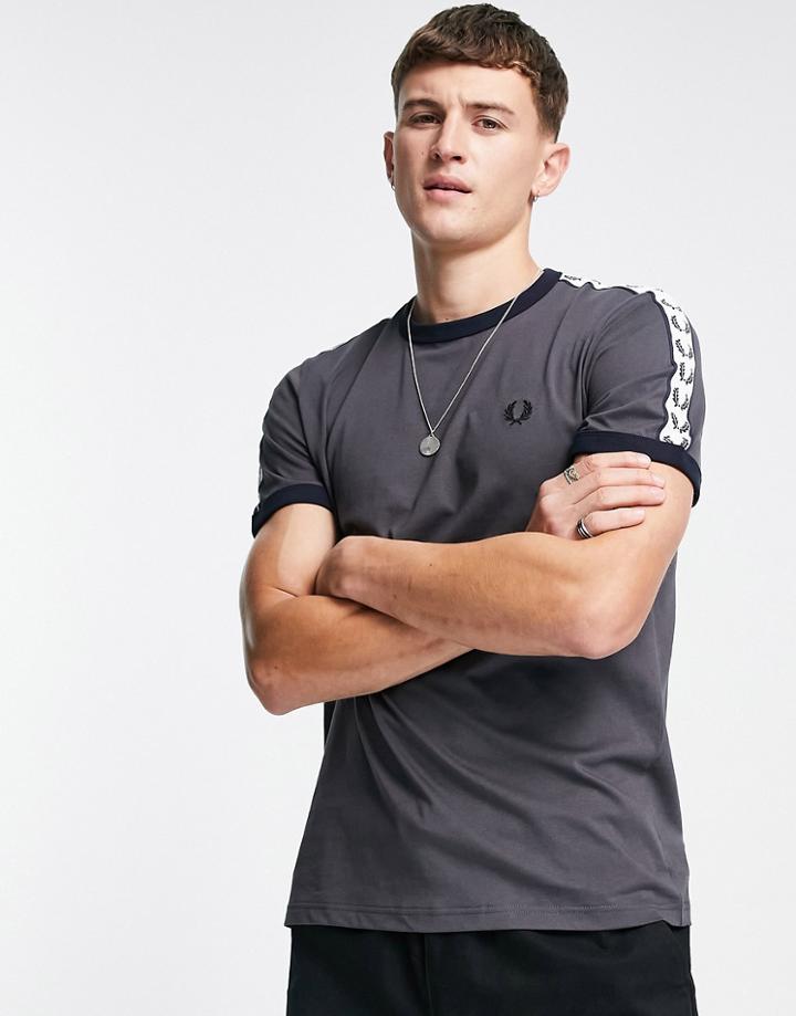 Fred Perry Taped Ringer T-shirt In Gunmetal Gray-grey