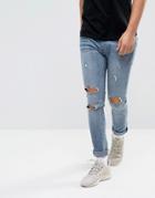 Night Addict Super Skinny Ripped Jeans - Blue