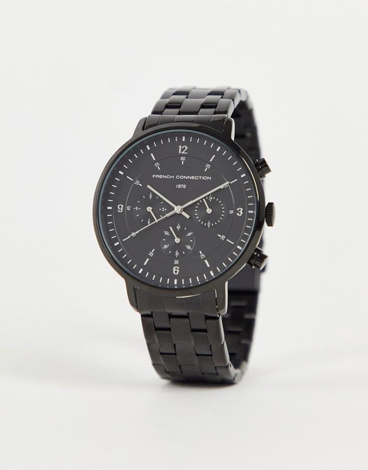 French Connection Chronograph Watch In Black