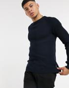 Jack & Jones Originals Sweater With Ribbed Texture In Navy