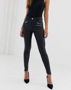 Lipsy Coated Skinny Jeans In Regular - Black