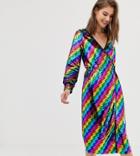 Warehouse Wrap Dress In Rainbow Sequin - Multi