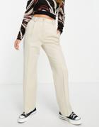 Miss Selfridge High Rise Relaxed Dad Pant In Stone-neutral
