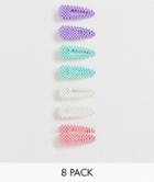 Asos Design Pack Of 8 Hair Clips In Pastel Color Beads-multi
