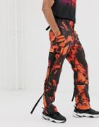 Jaded London Drawstring Cargo Pants In Orange Tie Dye - Orange