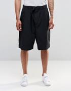 Asos Oversized Shorts With Self Fabric Belt In Black - Black