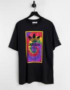 Adidas Tie Dye Tongue T-shirt In Black