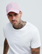 Asos Design Baseball Cap In Lilac Peached Texture With Blue 'ibiza' Embroidery - Purple