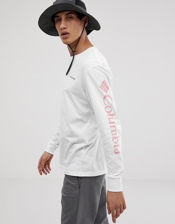 Columbia North Cascades Long Sleeve Top In White/pink