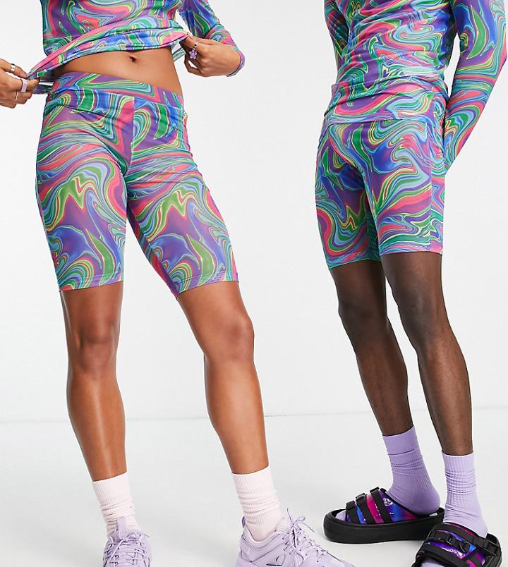 Collusion Unisex Legging Shorts In All Over Print - Part Of A Set-multi