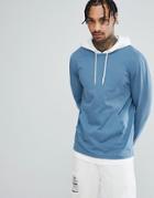 Asos Design Relaxed Fit Long Sleeve Longline T-shirt With Contrast Hood - Multi