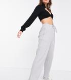 Collusion Unisex Relaxed Tapered Coordinating Sweatpants In Heavy Compact Rib-grey