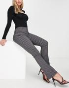 Asos Design Flare Pants In Gray Pinstripe-multi