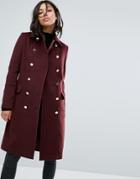 Boohoo Double Breasted Coat - Red