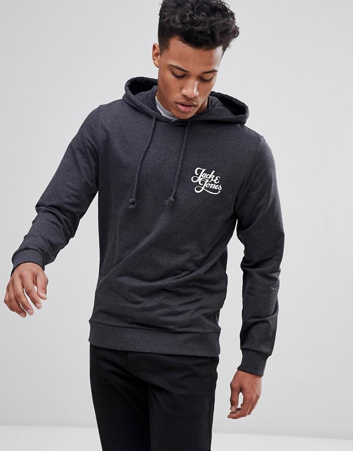 Jack & Jones Originals Hoodie With Chest Branding - Black
