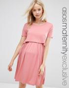 Asos Maternity Double Layer Skater Dress - Pink
