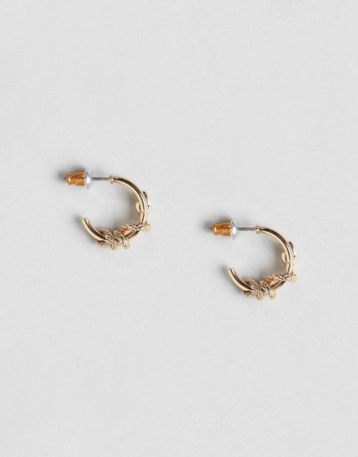 Asos Design Hoop Earrings With Snake Detail In Gold - Gold