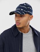 Emporio Armani All Over Logo Baseball Cap In Navy - Navy