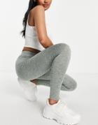Asos Design Hourglass Leggings In Khaki Heather-green