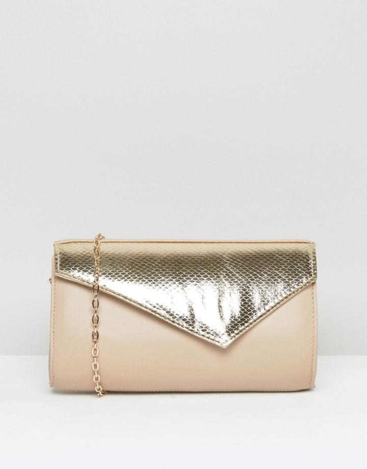 Lotus Kinga Contrast Envelope Clutch Bag - Beige
