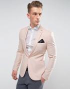 Asos Super Skinny Fashion Blazer In Pink - Pink