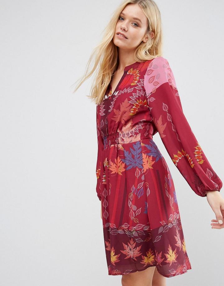 Lavand Red Floral Print Dress - Red