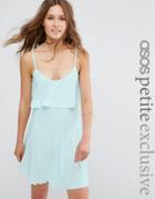 Asos Petite Crop Top Cami Pleated Mini Dress - Pale Blue