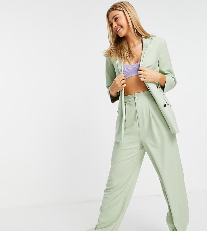Stradivarius Wide Leg Relaxed Dad Pants In Sage Green - Part Of A Set