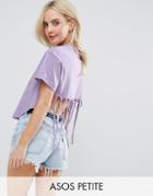 Asos Petite Crop Top With Shredded Back - Purple