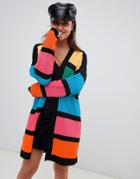 Prettylittlething Color Block Cardigan In Multi - Multi