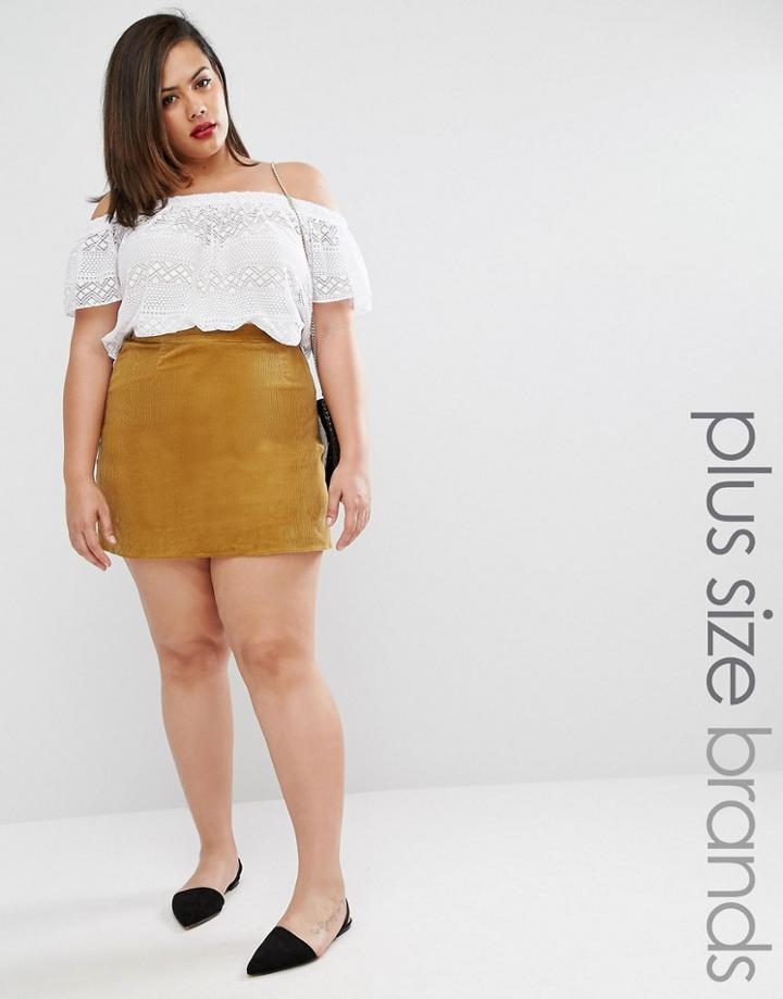 Alice & You High Waisted Corduroy Skirt With Zip Detail - Green