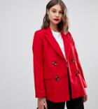 Warehouse Short Double Breasted Blazer Coat In Red - Red