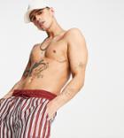 Reclaimed Vintage Inspired Recycled Retro Swim Shorts In Burgundy Stripe-multi