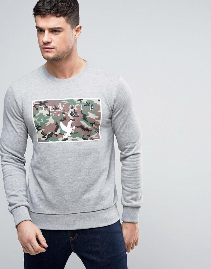 Devote Sweatshirt In Gray With Camo Logo - Gray
