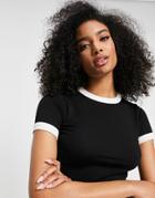 Asos Design T-shirt With Contrast Trims In Black