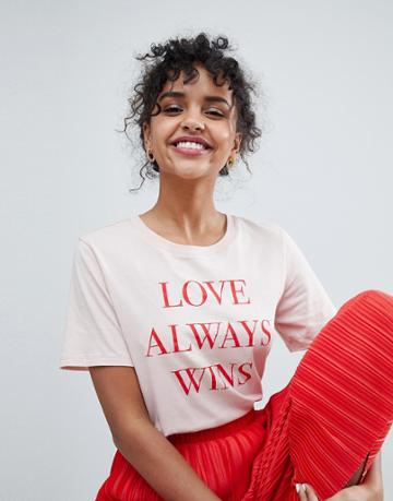 Monki Love Always Wins T-shirt - Pink
