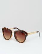 Missguided Geometric Frame Sunglasses - Brown