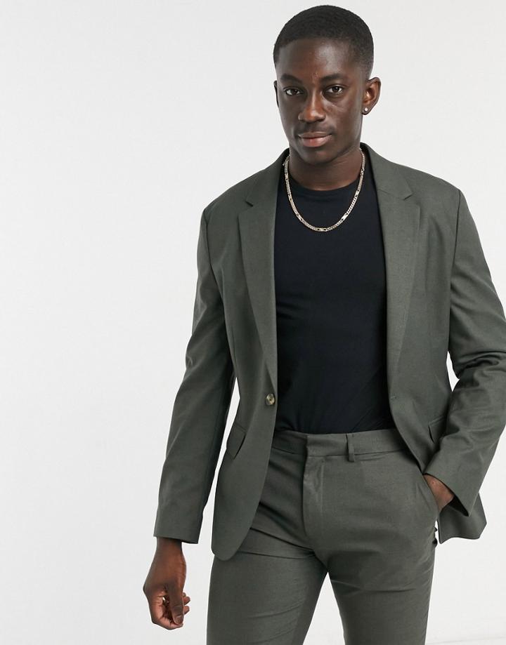 Asos Design Skinny Suit Jacket In Forest Green