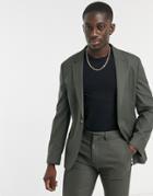 Asos Design Skinny Suit Jacket In Forest Green